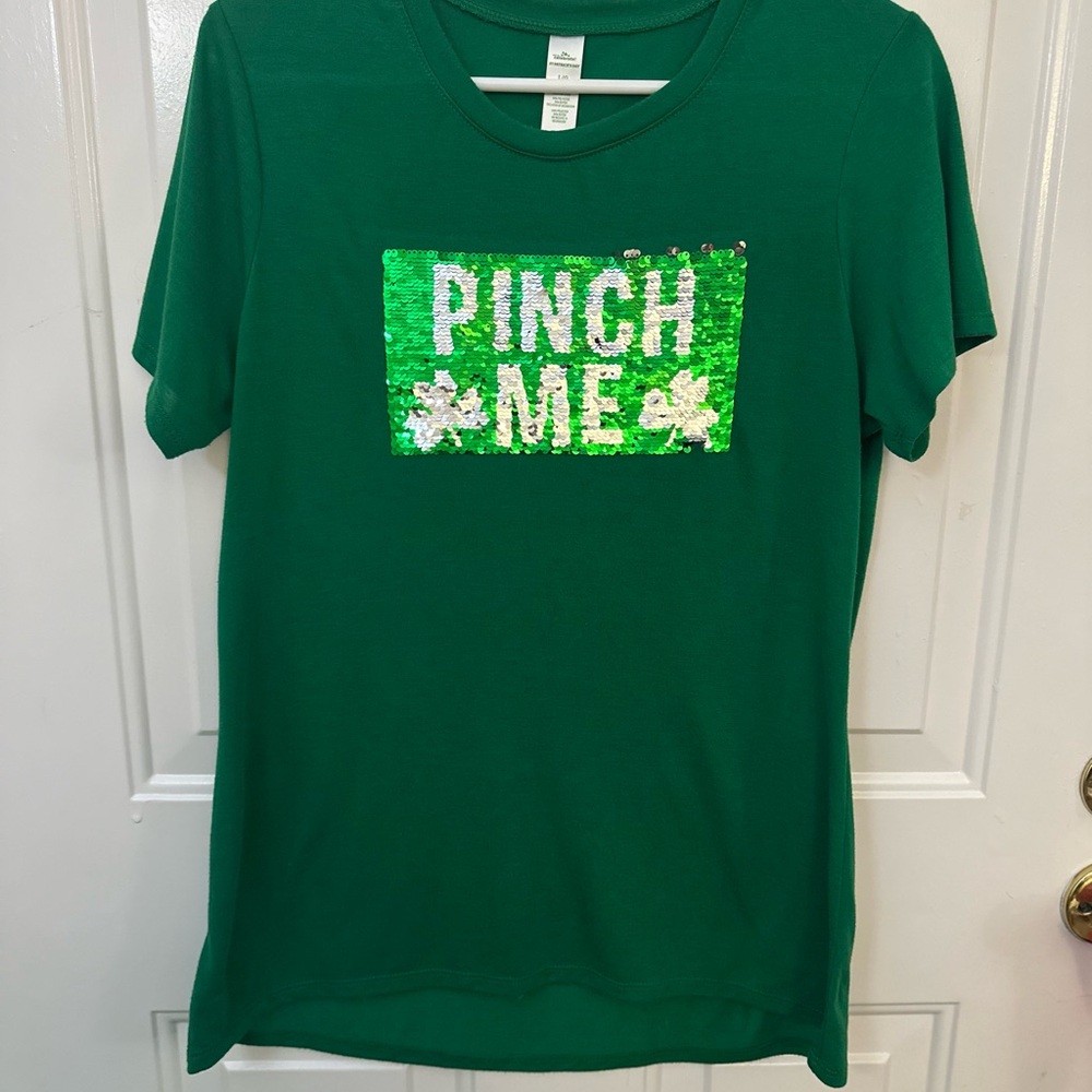 Green Sequin 'Pinch Me' T-Shirt